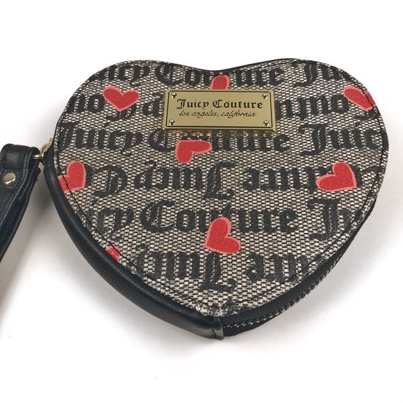 Juicy Couture Heart Shaped Monogram Zip Wristlet Wallet Accessories Accessory - Picture 3 of 15